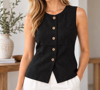 Zenana - Linen Button Vest