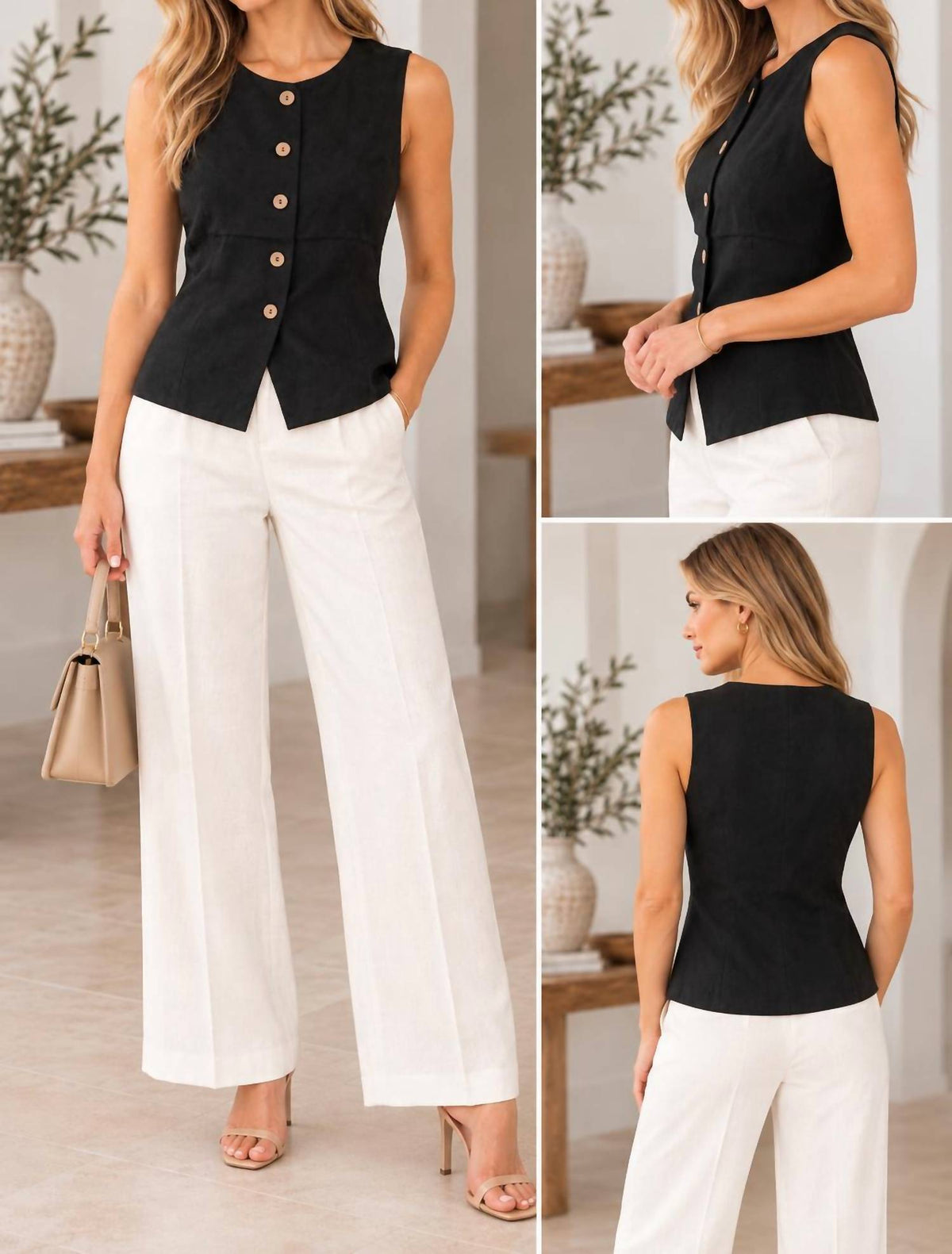 Zenana - Linen Button Vest