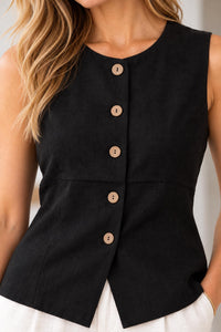 Zenana - Linen Button Vest