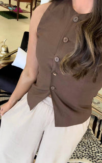 Zenana - Linen Button Vest