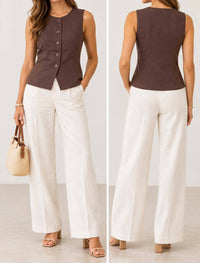 Zenana - Linen Button Vest