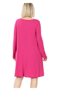Zenana - Long Sleeve with Pockets Dress