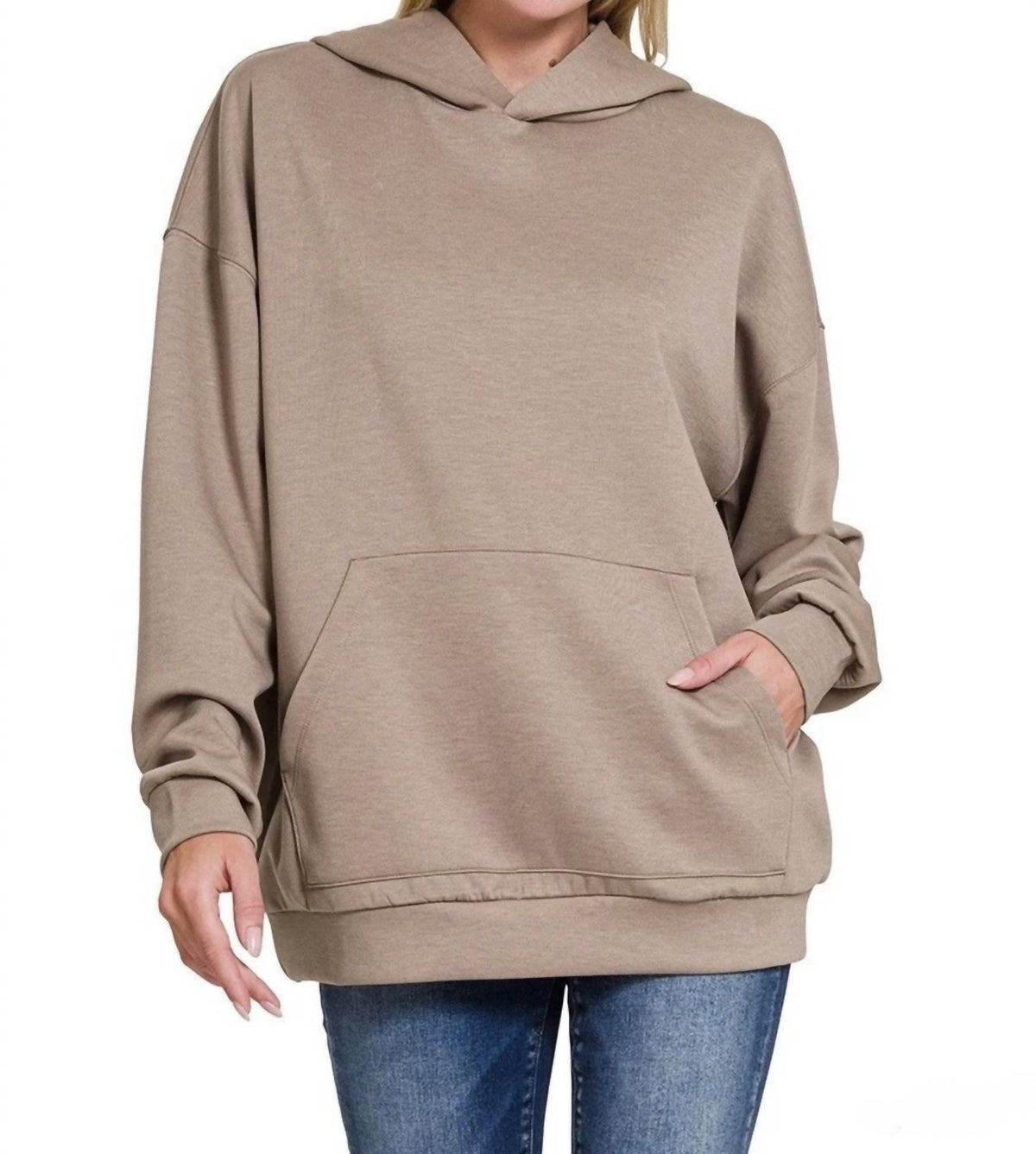 Zenana - Oversized Scuba Hoodie