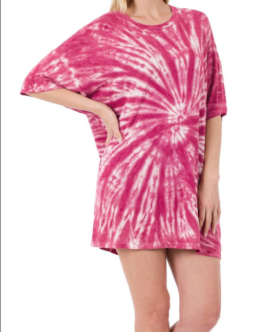 Zenana - Oversized Tie Dye Shirts - clothing - rayon - red