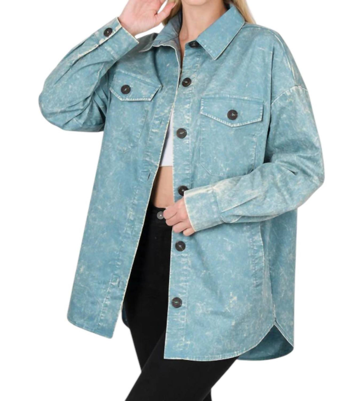 Zenana - Oversized Vintage Washed Shacket