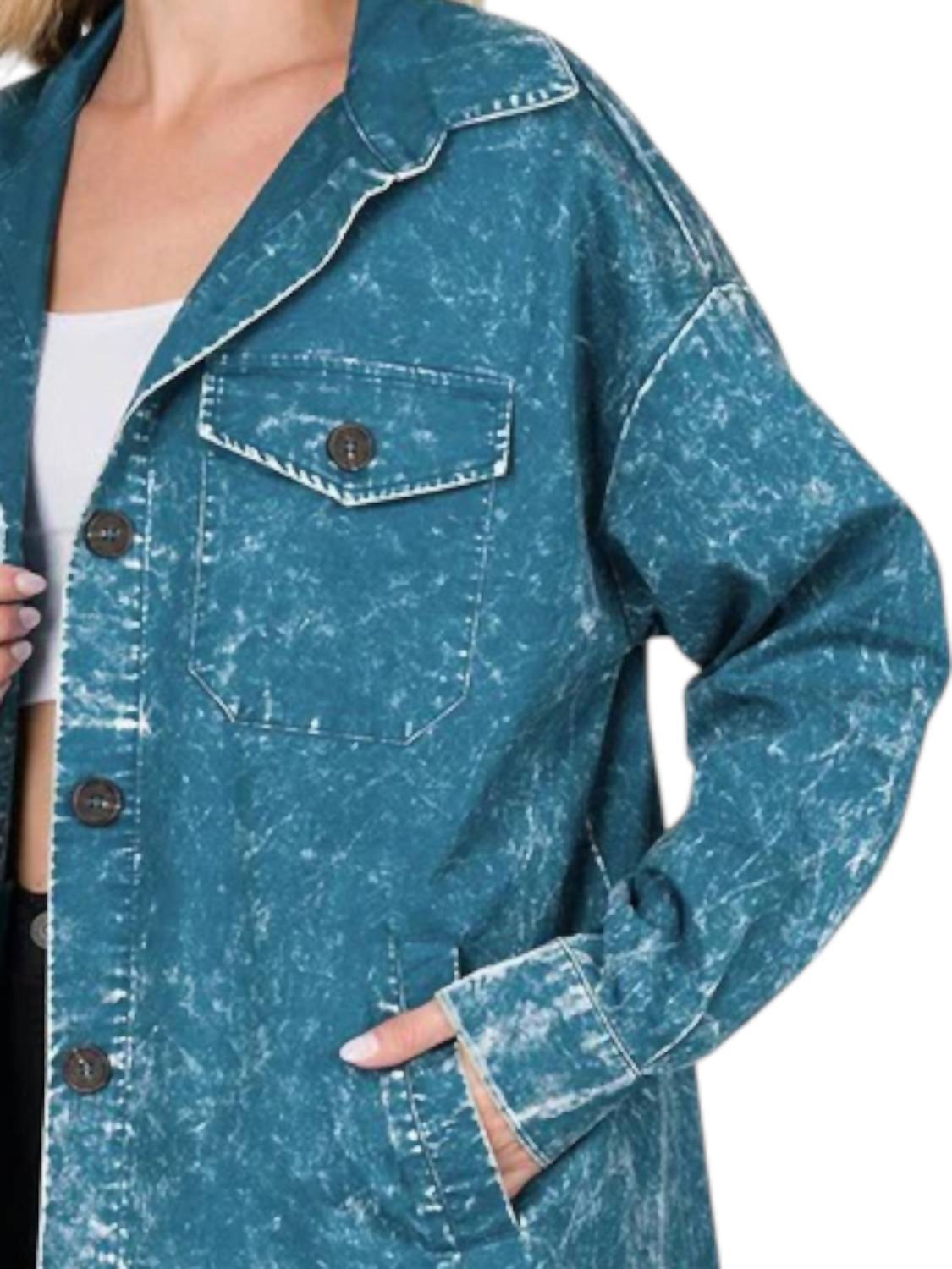 Zenana - Oversized Vintage Washed Shacket