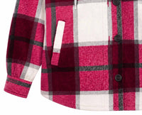 Zenana - Plaid Drawstring Hooded Fleece Shacket