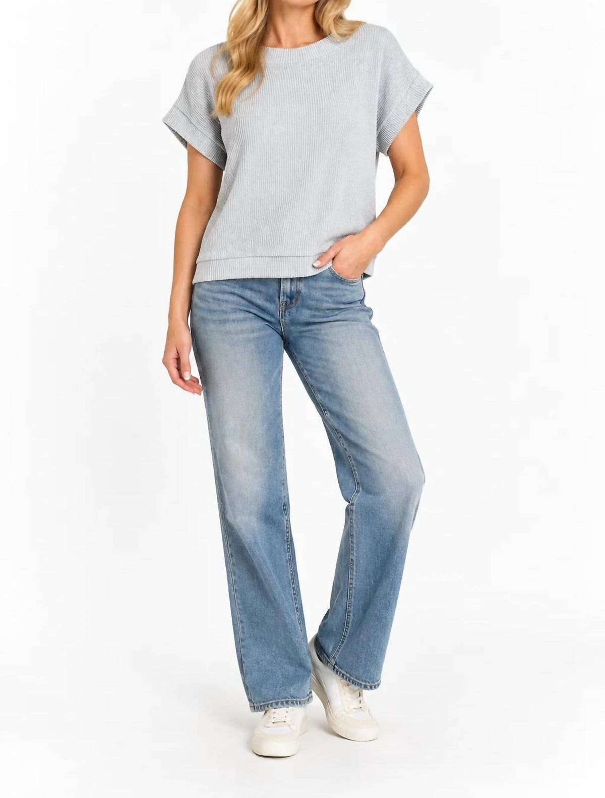 Zenana - Raised Rib Cap Sleeve Top