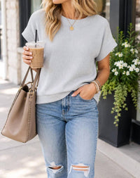 Zenana - Raised Rib Cap Sleeve Top