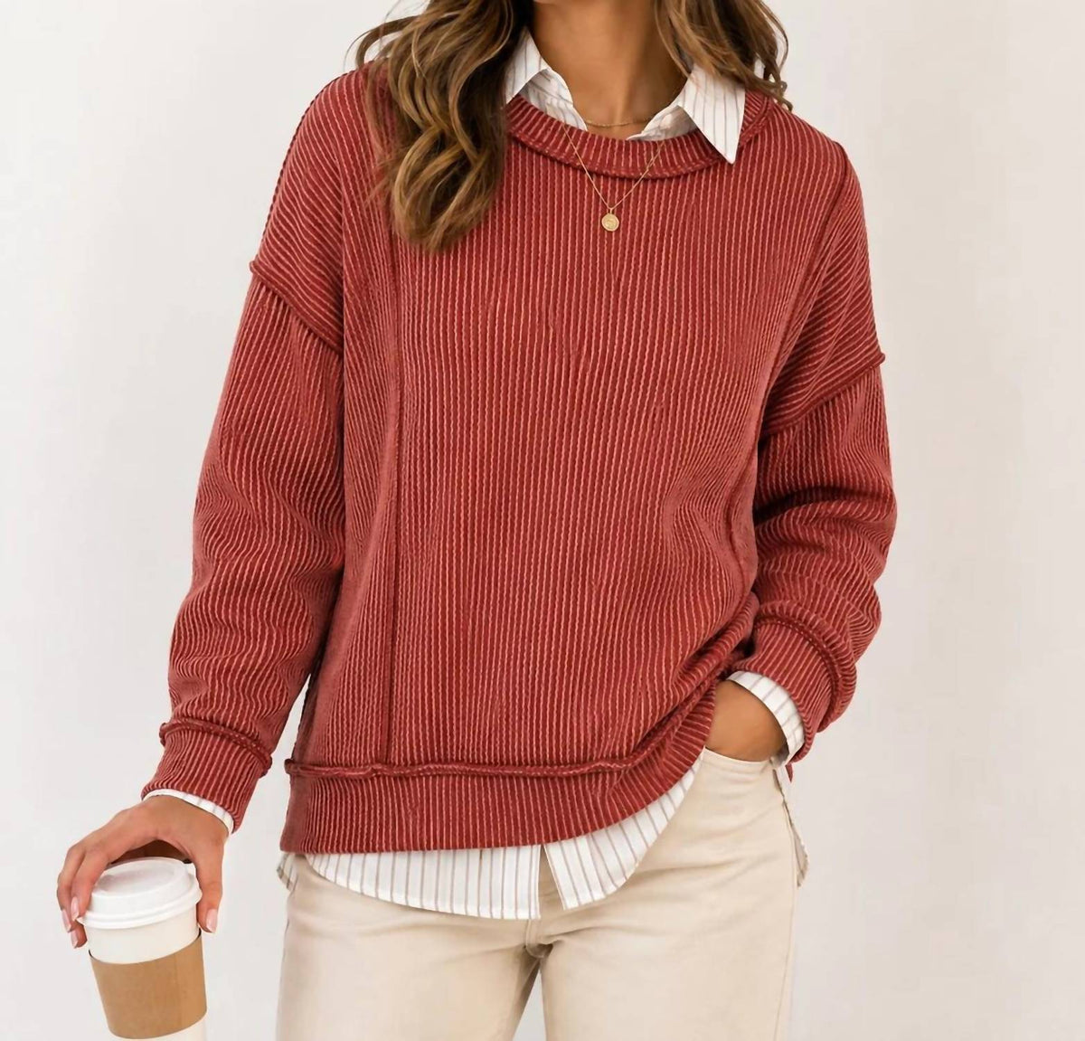 Zenana - Raised Rib Pullover