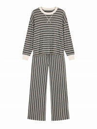 Zenana - Raised Rib Striped Pullover & Pants Set