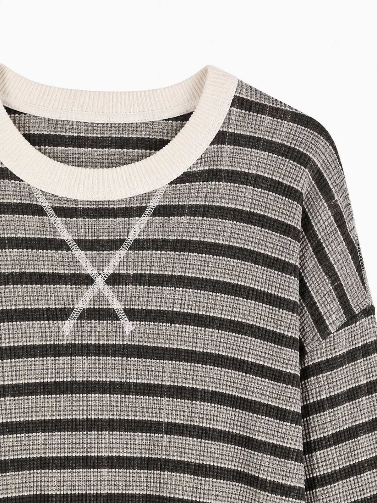 Zenana - Raised Rib Striped Pullover & Pants Set