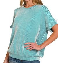 Zenana - Ribbed Striped Oversized Top