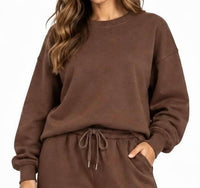 Zenana - Scuba Crewneck Pullover Sweater