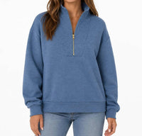 Zenana - Scuba Half Zip Pullover