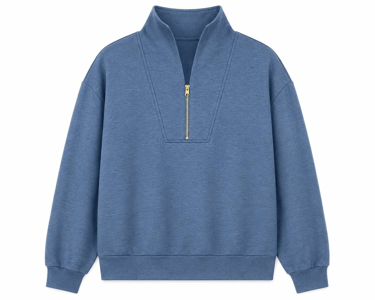 Zenana - Scuba Half Zip Pullover