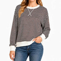 Zenana - Striped Rib Banded Pullover