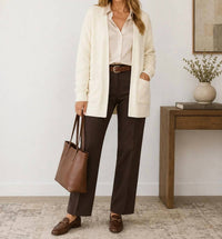 Zenana - Waffle Knit Open Cardigan Sweater