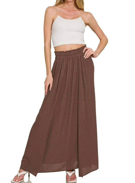 Zenana - Woven Crinkle Gauze Long Skirt - brown - clothing - long - skirts
