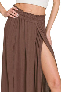 Zenana - Woven Crinkle Gauze Long Skirt - brown - clothing - long - skirts