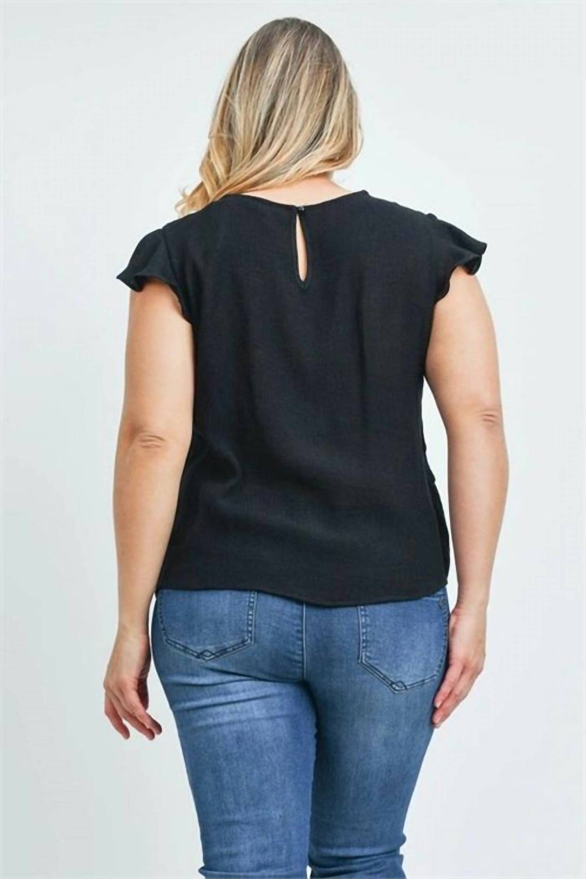 Zenobia - Ruffle Lace Flutter Sleeve Blouse