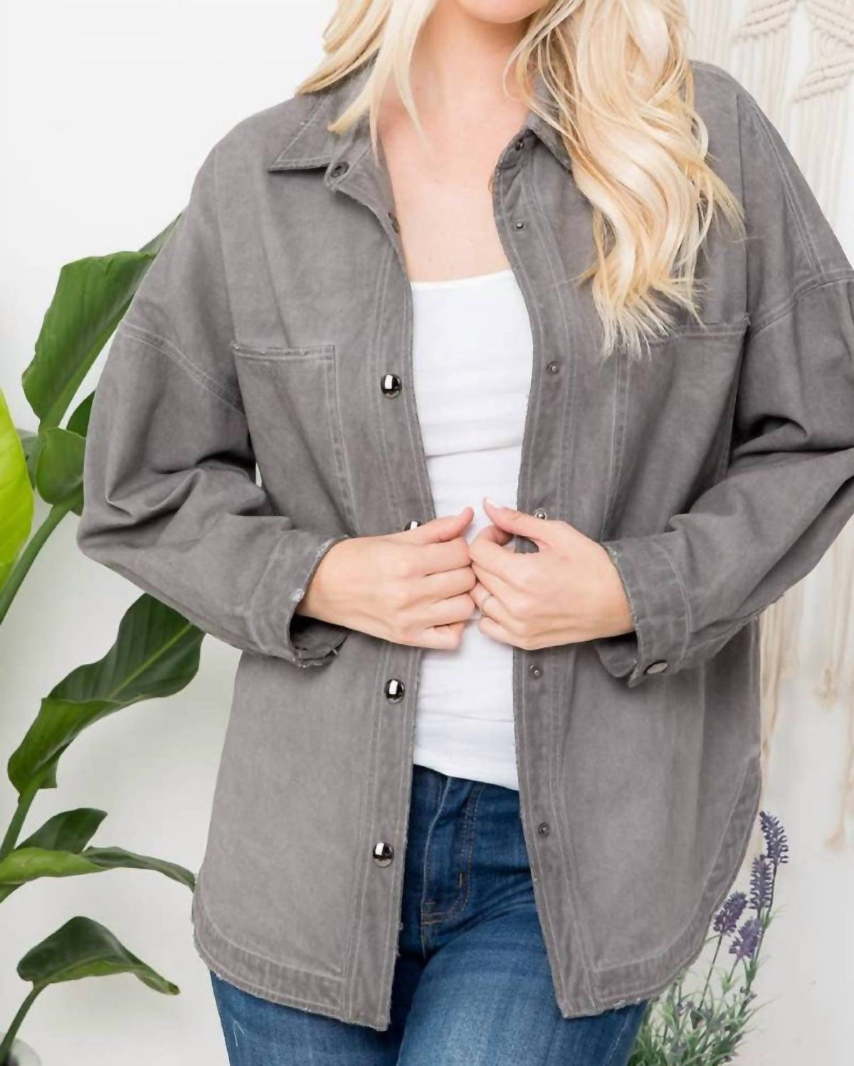 Zia Apparel - Mineral Washed Denim Shacket - Plus