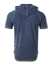 Zimego - Men's Short Sleeve Pullover Pocket Hipster Thin Hoodie
