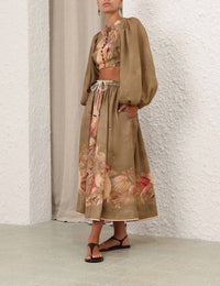 Zimmermann - Ascension Midi Skirt - brown - clothing - floral
