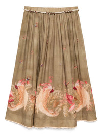 Zimmermann - Ascension Midi Skirt - brown - clothing - floral