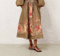 Zimmermann - Ascension Midi Skirt - brown - clothing - floral