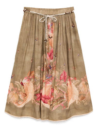 Zimmermann - Ascension Midi Skirt - brown - clothing - floral