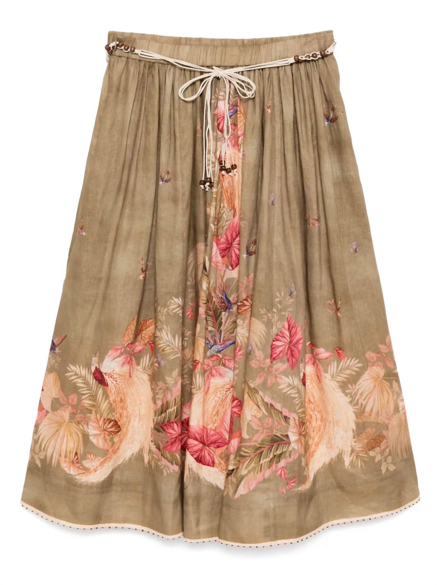Zimmermann - Ascension Midi Skirt - brown - clothing - floral