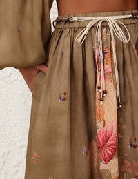 Zimmermann - Ascension Midi Skirt - brown - clothing - floral