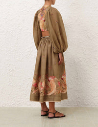 Zimmermann - Ascension Midi Skirt - brown - clothing - floral