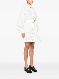 Zimmermann - Belted Long Sleeve Cotton Utility Minidress