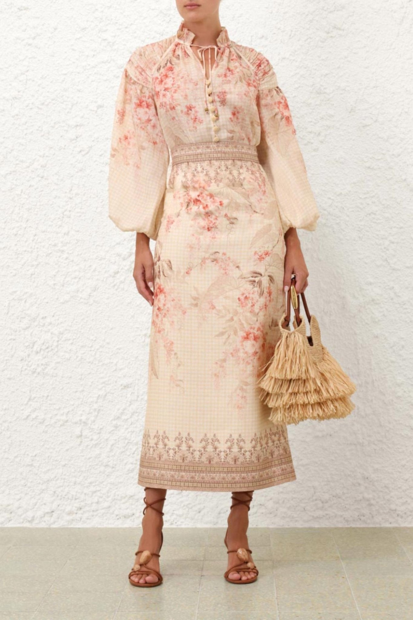 Zimmermann - Illuminate Pencil Midi Skirt - clothing - floral - linen