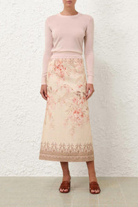 Zimmermann - Illuminate Pencil Midi Skirt - clothing - floral - linen