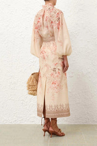 Zimmermann - Illuminate Pencil Midi Skirt - clothing - floral - linen