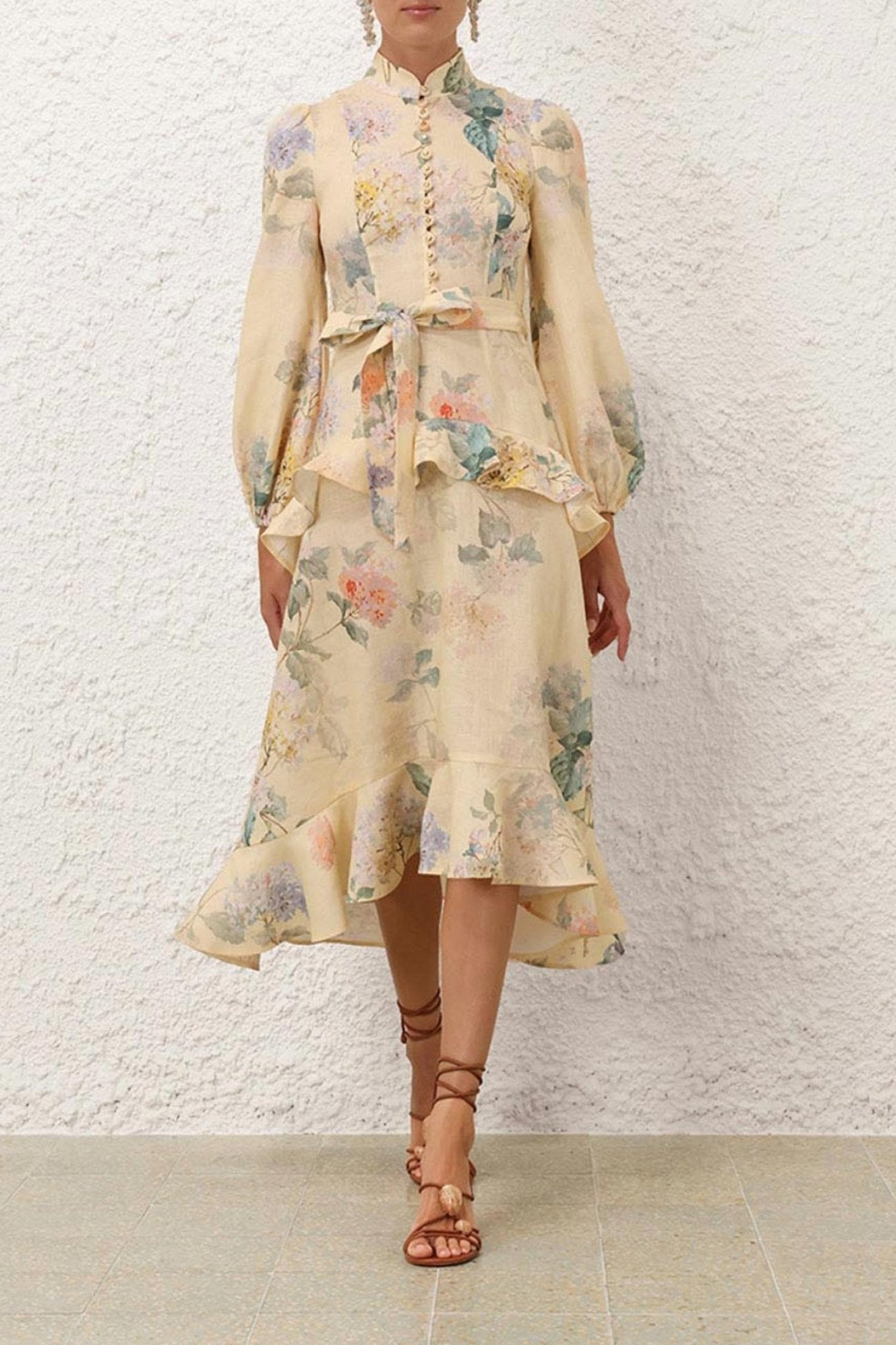 Zimmermann - Illuminate Peplum Midi Dress - clothing - dresses - floral