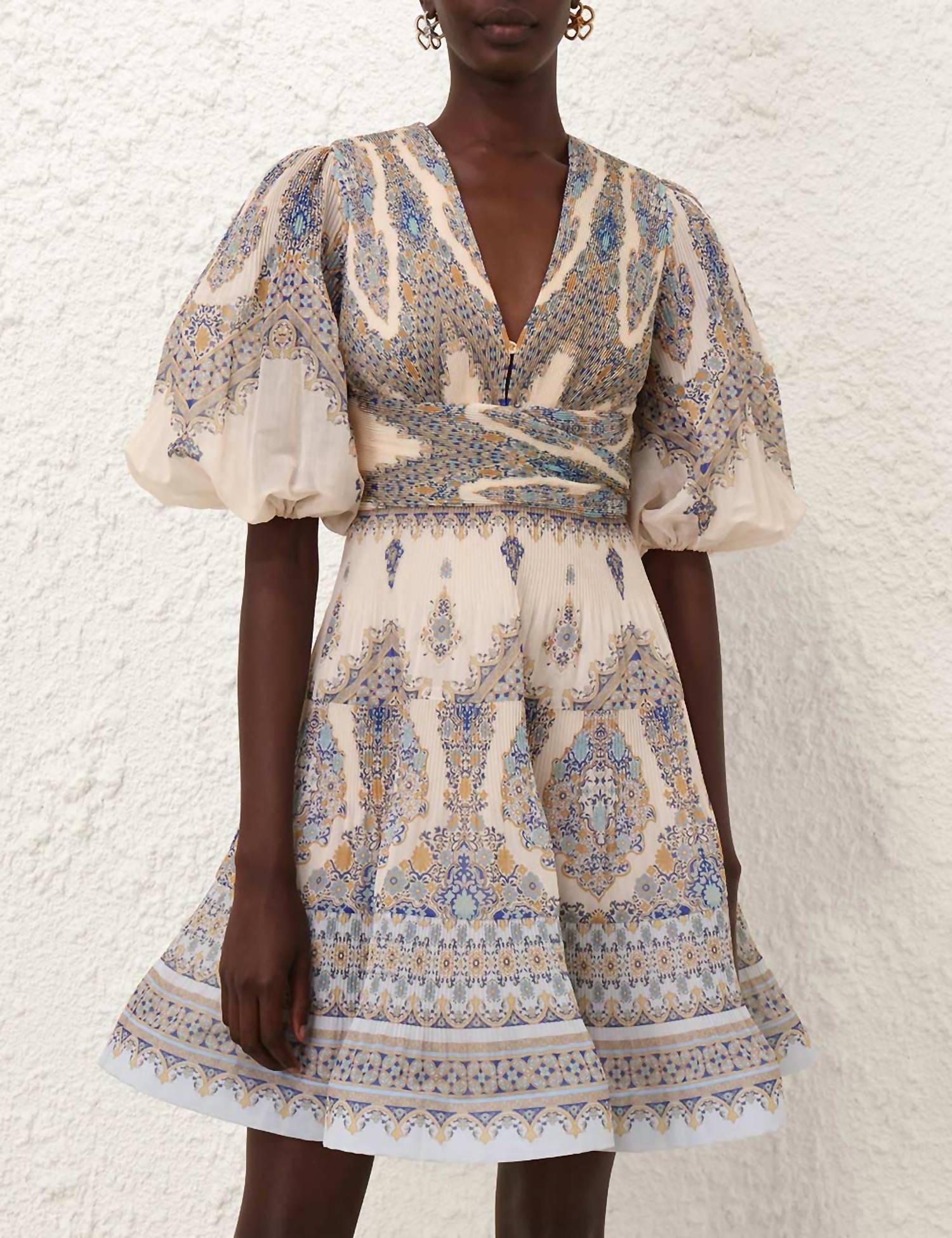Zimmermann - Pleated Mini Dress - blue - clothing - dresses