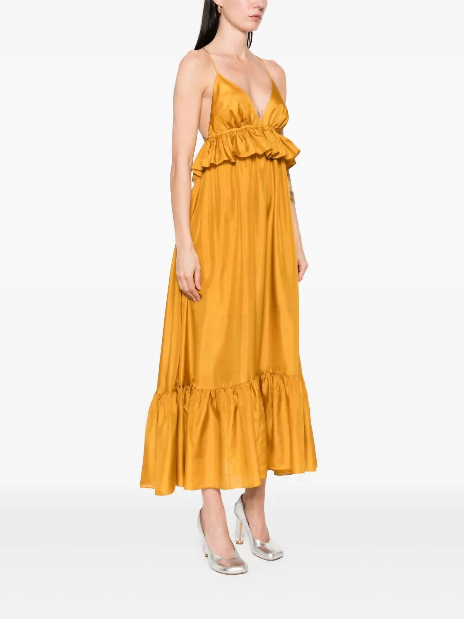 Zimmermann - Rhiannon Ruffle Maxi Dress - clothing - dresses - gold