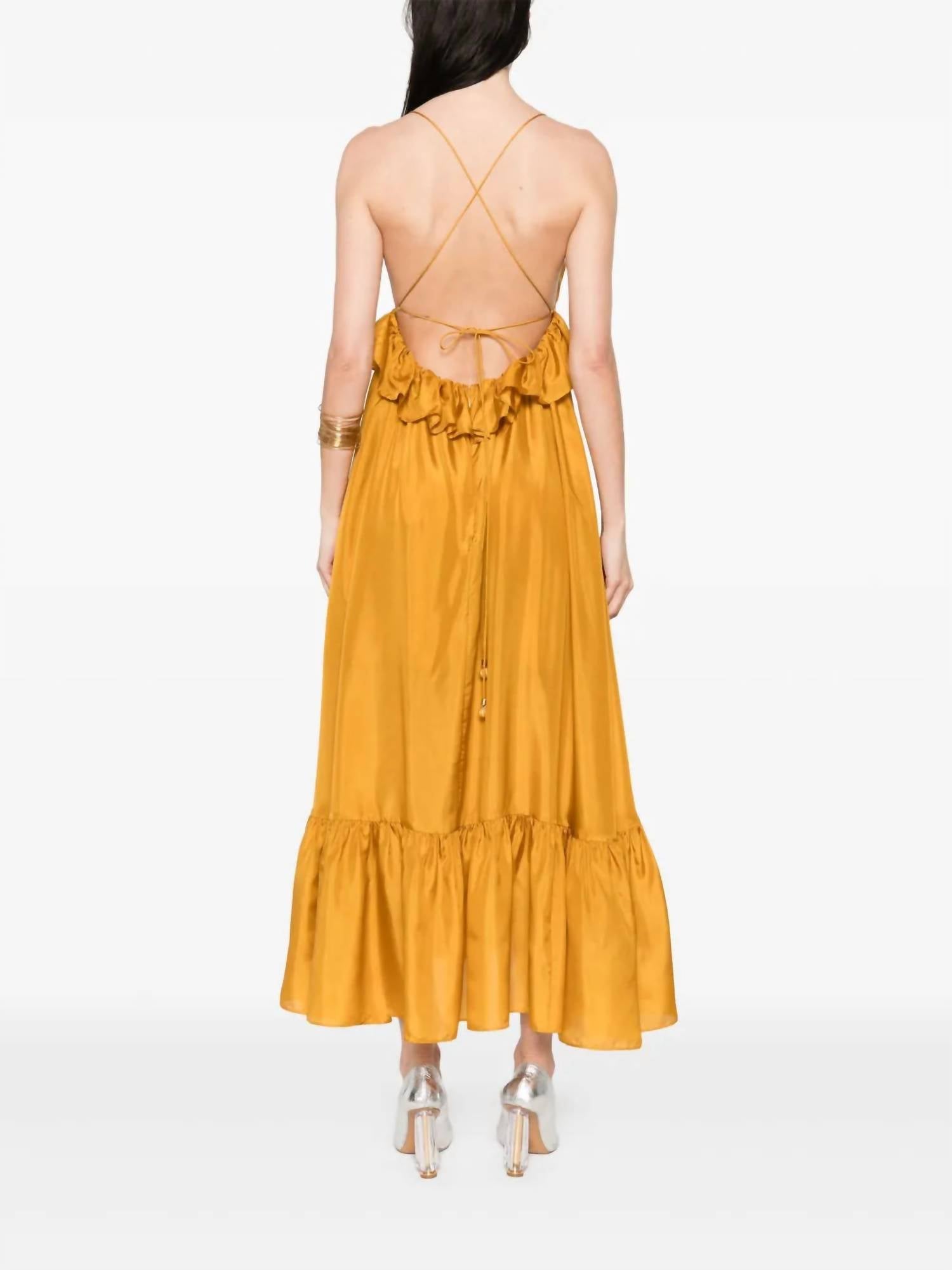 Zimmermann - Rhiannon Ruffle Maxi Dress - clothing - dresses - gold
