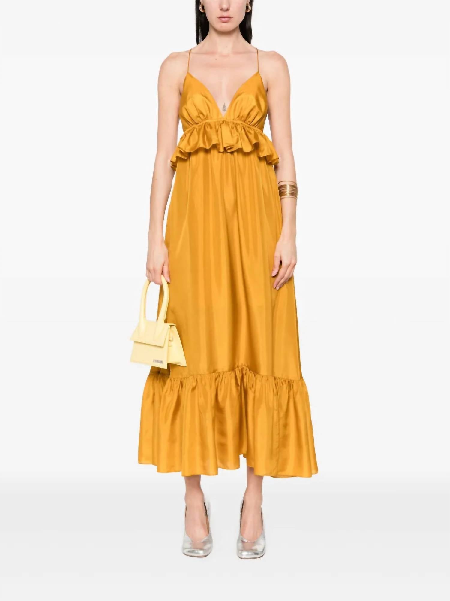 Zimmermann - Rhiannon Ruffle Maxi Dress - clothing - dresses - gold