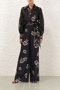 Zimmermann - Ruffle Bow Shirt - black - button - down - shirts - clothing