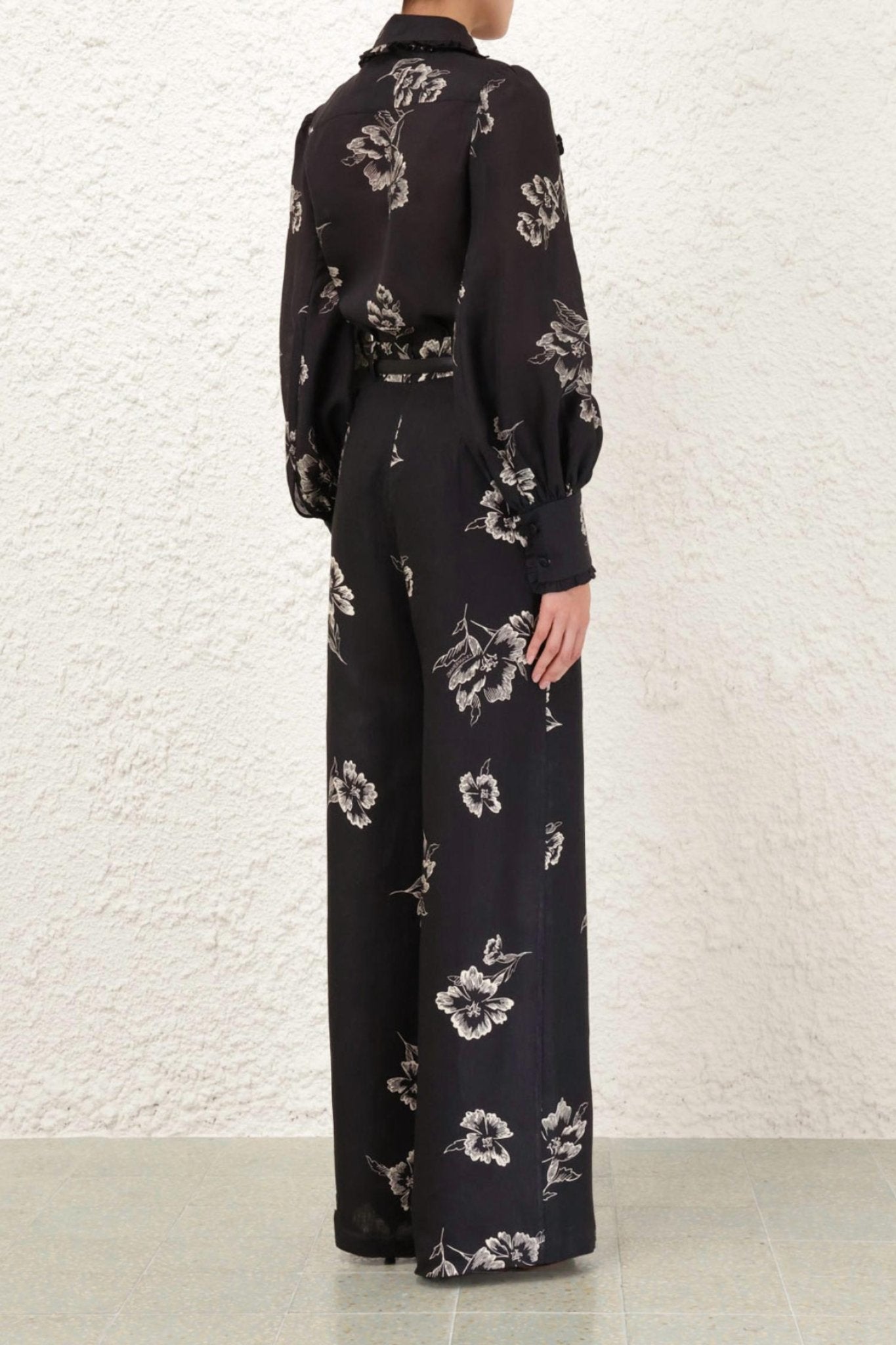 Zimmermann - Ruffle Bow Shirt - black - button - down - shirts - clothing