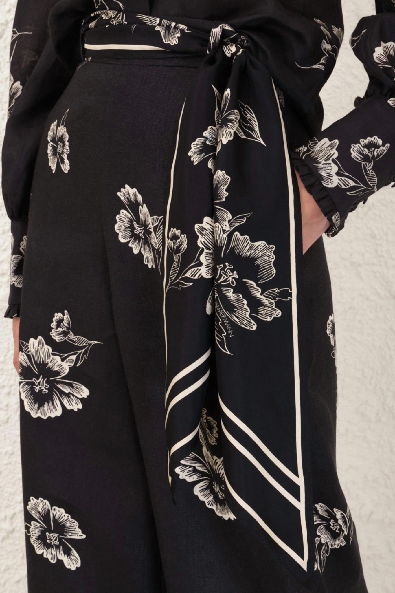 Zimmermann - Wide Leg Pant - black - clothing - floral