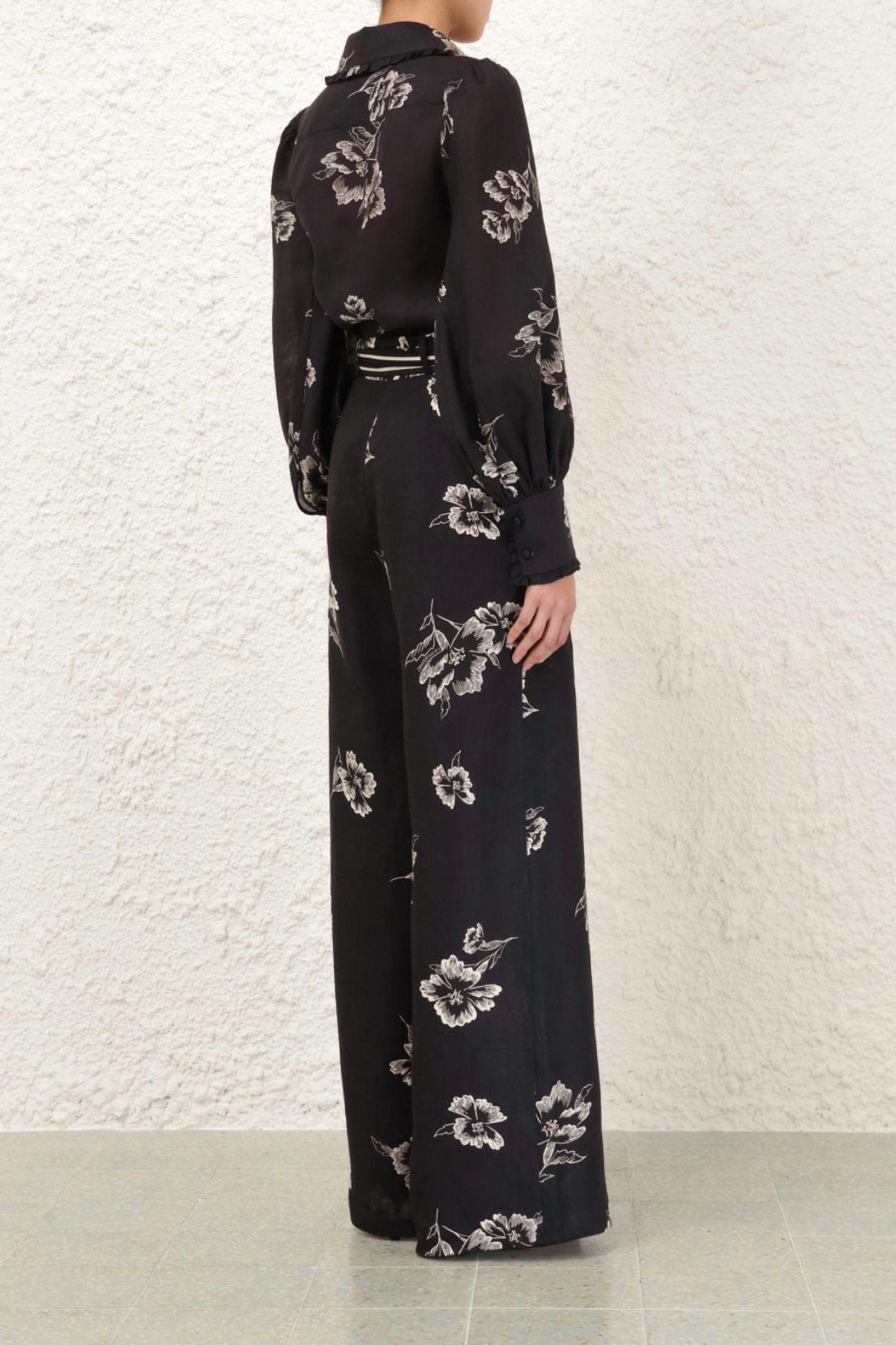 Zimmermann - Wide Leg Pant - black - clothing - floral