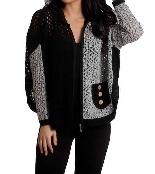 French Kyss - Crochet Button Hoodie Poncho