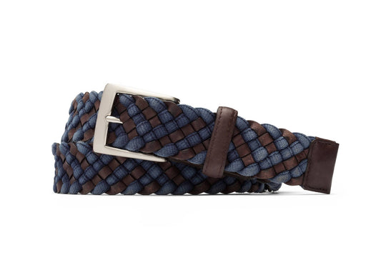 W. Kleinberg - Men's Leather Cloth Braid Belt with Brushed Nickel Buckle