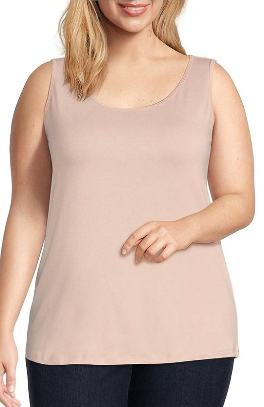 Knit Double Scoop Neck Sleeveless Fitted Tank Top